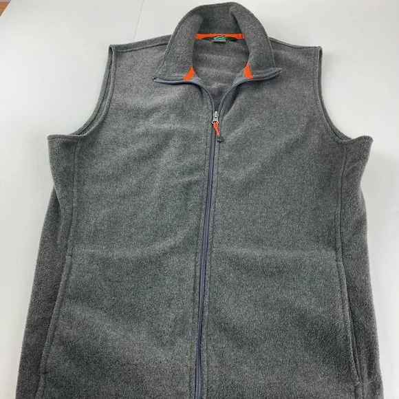Woolrich Charcoal Heather Gray Fleece Vest Mens Large Full Zip Pockets - Picture 1 of 5